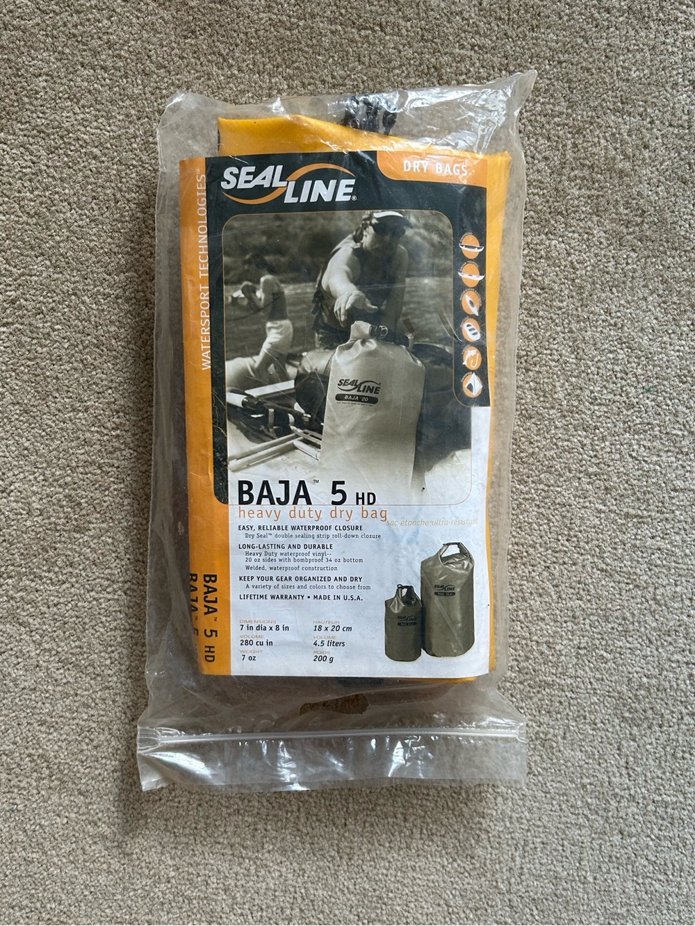 SealLine Baja 5 HD Heavy-Duty Dry Bag - Yellow